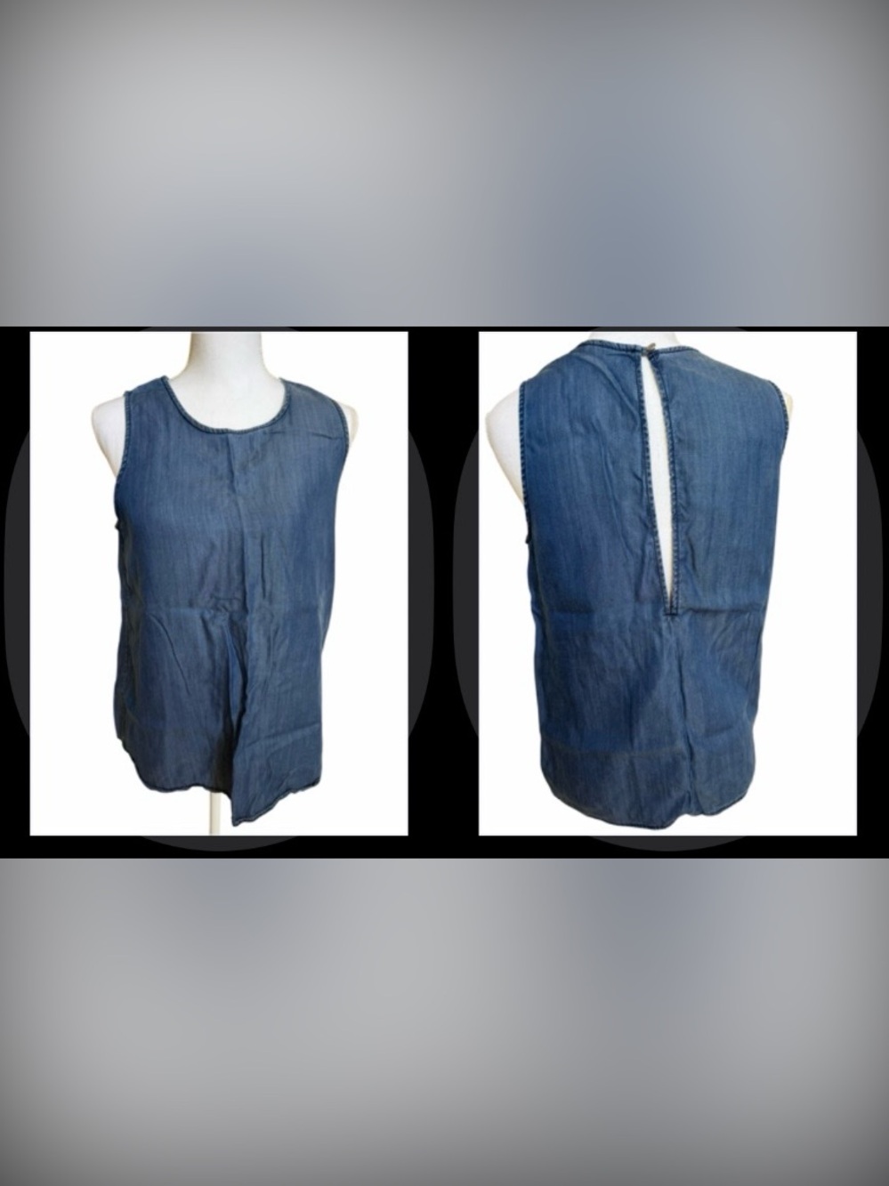 Gap Tank Top Womens Medium Blue Lyocell Naturally Soft Sleeveless Round Neck.